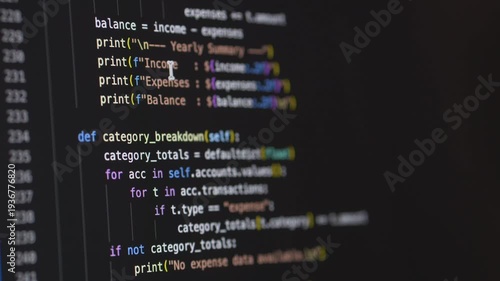 Vibe coding session with ai assistant visible on screen displaying source code. Programming workflow reflects automation, digital innovation and modern software development process.