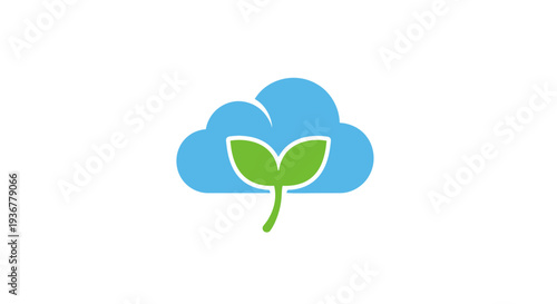 Cloud with green leaves symbolizing eco-friendly cloud computing.