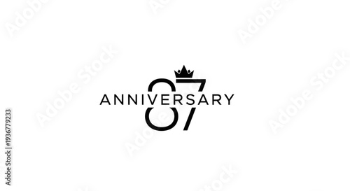 Simple black anniversary logo with crown symbolizing celebration and luxury.