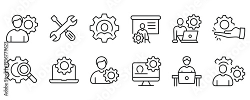 Business professionals optimizing workflow with technology and teamwork