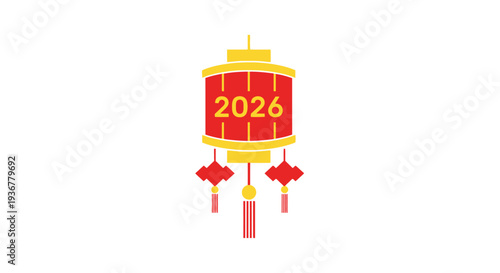 Red Chinese Lantern with 2026 Year Design Element.