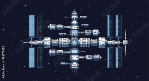 International Space Station Orbiting Earth in Space.