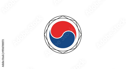 South Korean national flag emblem with yin yang symbol.
