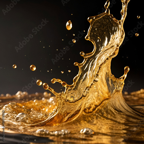 Abstract golden fluid design, flowing metallic waves, liquid gold texture.