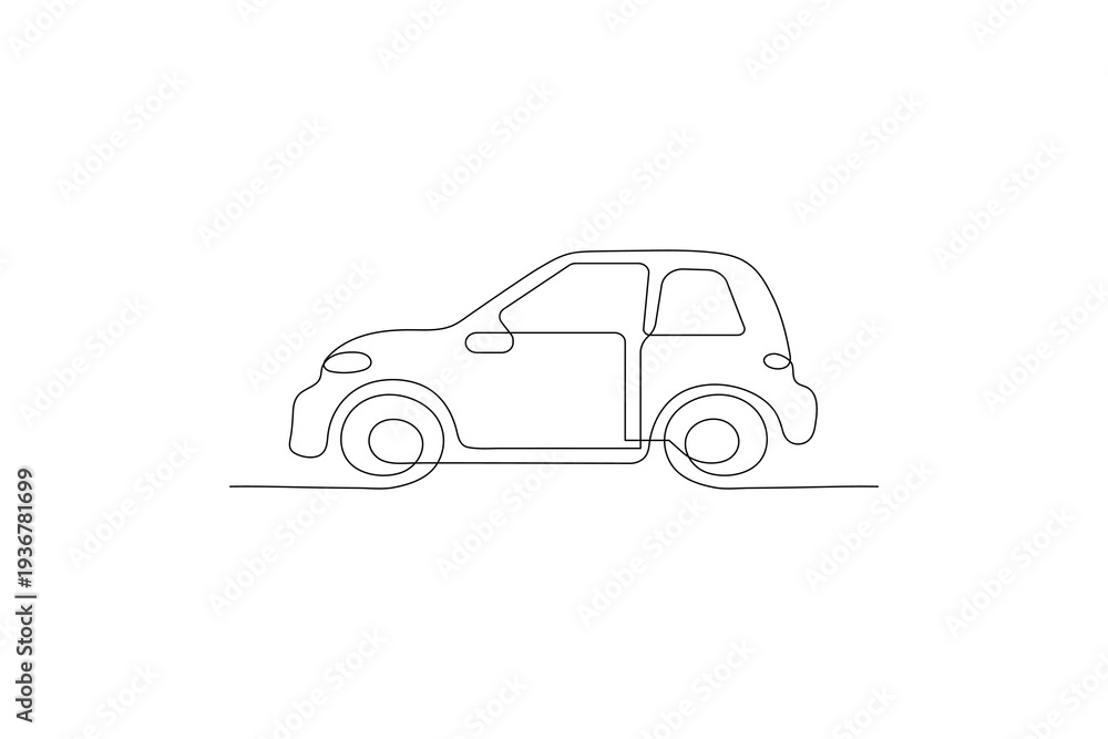 Fototapeta premium Car icon minimalist car outline drawing for transport and logo design 