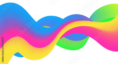 Vibrant colorful abstract shapes with gradient effect flowing and wavy design elements on white background modern and dynamic visual representation