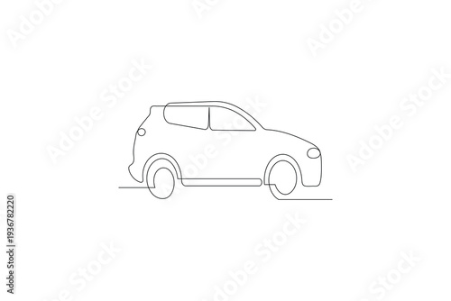 Car icon continuous one line drawing on white background
