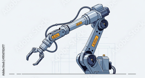 Industrial Robotic Arm with Mechanical Gripper.
