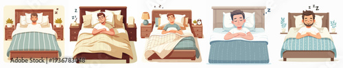 vector of a man sleeping on the bed