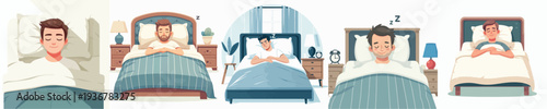 vector of a man sleeping on the bed