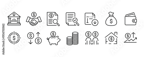 Financial icons for business and investment concepts