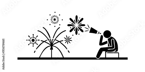 Fireworks watcher enjoying the celebration with colorful display
