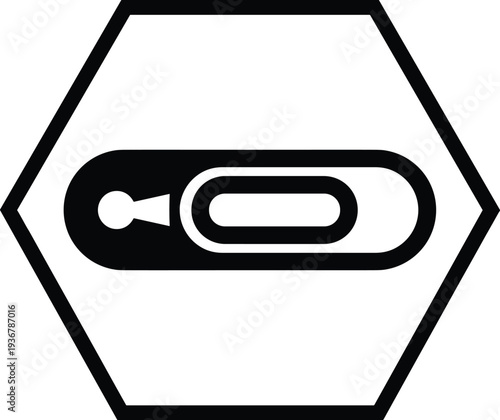 Black And White Hexagonal Icon Of A Medical Pregnancy Test Strip For Healthcare Diagnostics Family Planning Wellness And Fertility Tracking Vector Illustration
