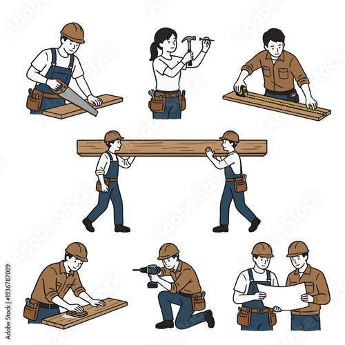 大工のイラストセット