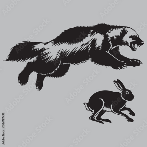 wolverine tundra fury ambush strike silhouette vector design art and illustration