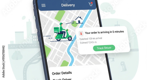 Delivery Person Using Smartphone for Navigation.