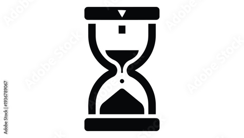 Egg timer sand hourglass icon for cooking time measurement kitchen utensil black and white minimalist vector illustration