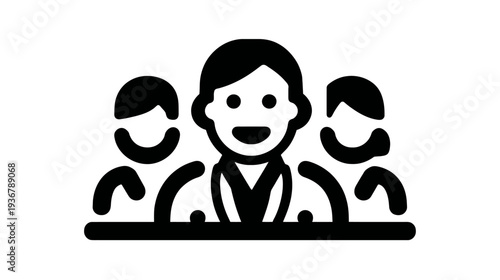 Business team group icon, smiling people network symbol, user community and staff leader concept illustration