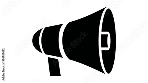 Black megaphone icon, vector illustration for announcement, communication, marketing, public speaking, attention, and protest