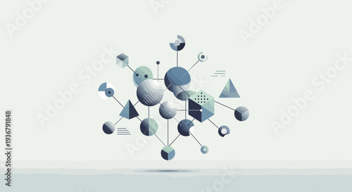 Abstract geometric art piece showcasing interconnected shapes, suitable for graphic design
