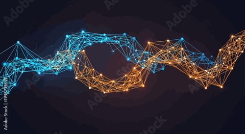 Abstract digital data visualization representing complex interconnected networks, concept design