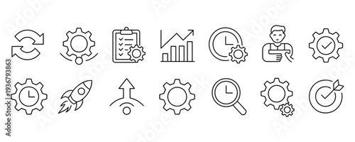 Business productivity icons for workflow optimization and efficiency