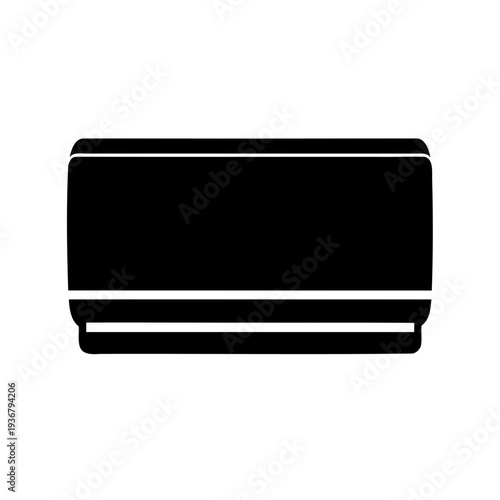 Sleek black silhouette of an air conditioner indoor unit for climate control icon Vector, illustration