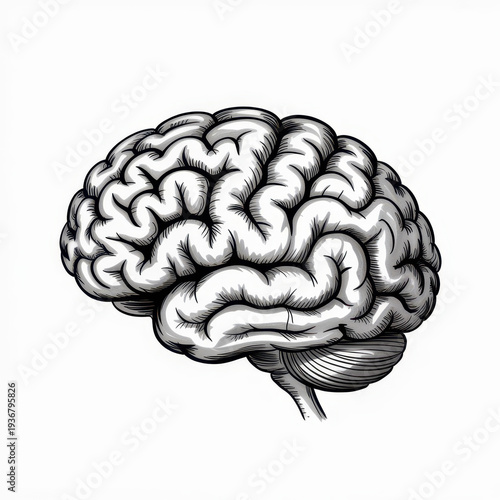 Black and white brain cartoon cerebral cortex