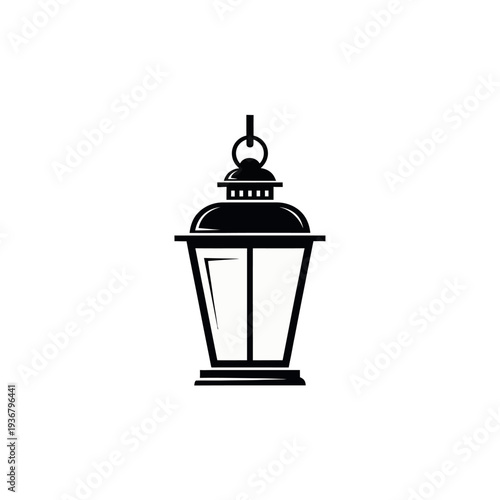 Vintage Hanging Lantern Silhouette Illustration.