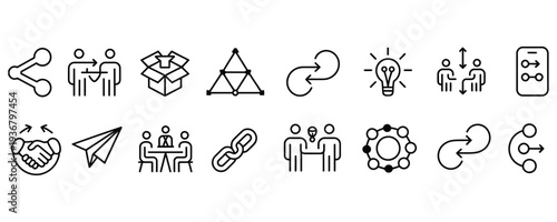 Set of modern business and technology icons for professional use