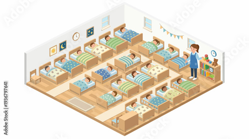 Hospital Ward with Patients and Medical Staff.