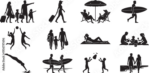 Summer Beach Activity Silhouettes Bundle