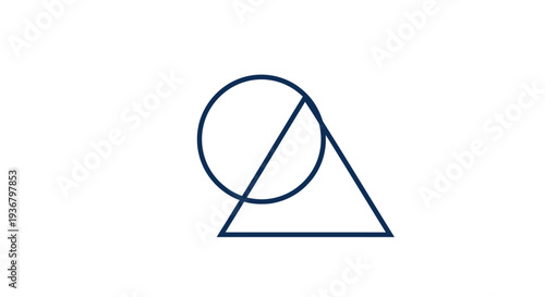 Abstract geometric design with overlapping circle and triangle on a clean white background, modern minimalist graphic illustration