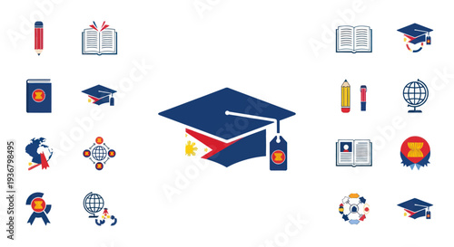 Graduation Cap Icon with Tassel.