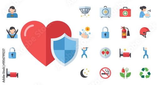 Heart and Shield Protection Concept.