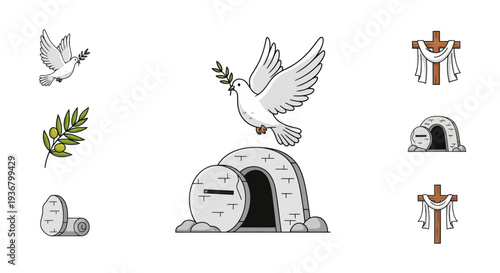 Dove Emerging from Tomb with Olive Branch.