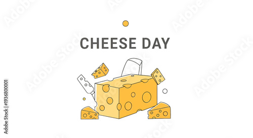 Cheese Day Illustration with Cheese Box and Slices.