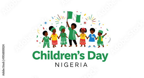 Children Celebrating Childrens Day Nigeria Illustration.
