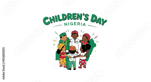 Childrens Day Nigeria Cartoon Illustration Kids.