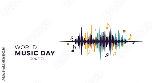 Colorful Sound Wave Music Day Illustration.