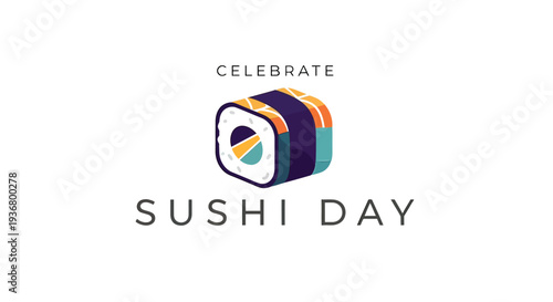 Colorful Sushi Roll Illustration for Sushi Day.