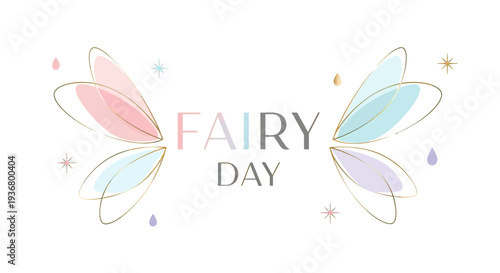 Fairy Day Illustration with Butterfly Wings.