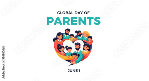 Global Day of Parents Heart Shaped Family.