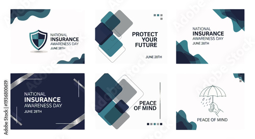Insurance Branding Elements with Shield and Umbrella.