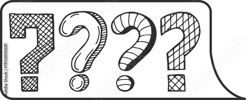 Ask speech bubble. Question mark balloon doodle