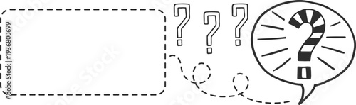 Help doodle icon. Blank speech balloon with question marks