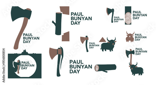 Paul Bunyan Day axe illustrations collection.