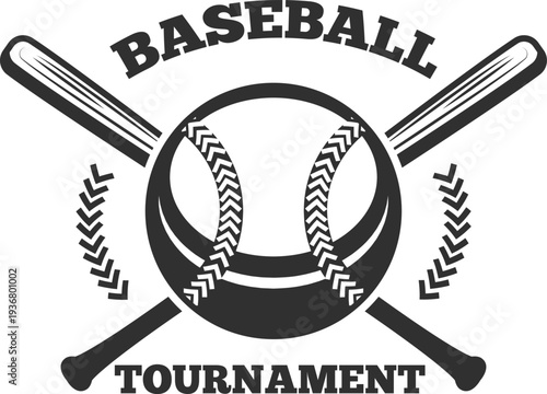 Baseball tournament black logo. Sport game badge