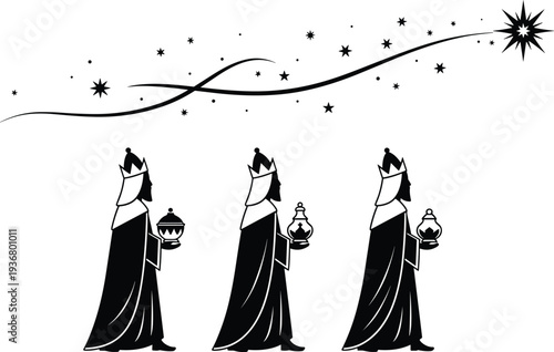 Magi, kings, Christmas, nativity, star, Bethlehem, religious, silhouettes, epiphany, Christian, gifts, biblical, holiday, faith, epiphany.