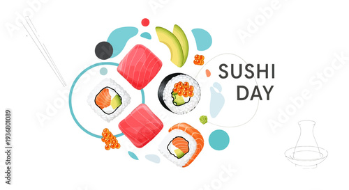 Sushi Day Celebration with Various Sushi Types.